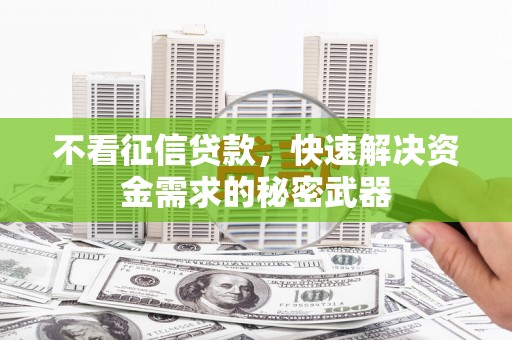 北林不看征信贷款，快速解决资金需求的秘密武器