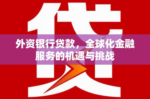 北林外资银行贷款，全球化金融服务的机遇与挑战