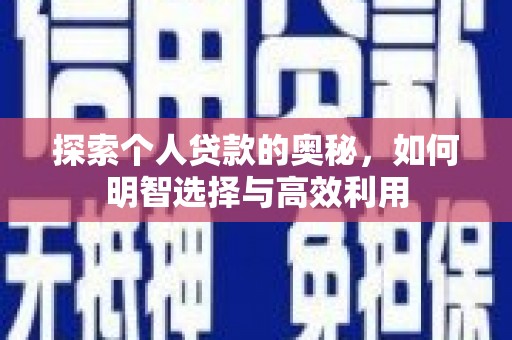 北林探索个人贷款的奥秘，如何明智选择与高效利用