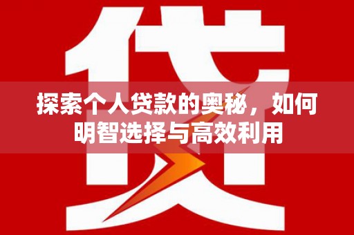北林探索个人贷款的奥秘，如何明智选择与高效利用